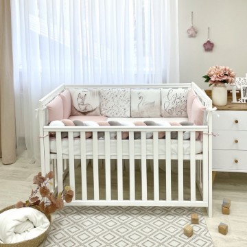 Set complet de lenjerie pentru patut bebelusi/copii cu 7 piese Bambi